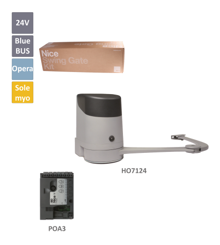 HOPP - pohon pákový pro křídlovou bránu 2,4m/křídlo, se zabudovanou elektronikou POA3, bez prijímače; motor 24V, 280W, 250Nm